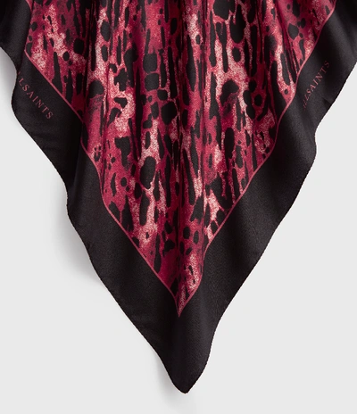 Allsaints Ambient Square Silk Scarf In Red