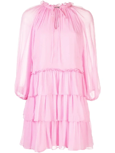 Alice And Olivia Alice + Olivia Layla Tiered Ruffle Mini Dress In Electric Pink