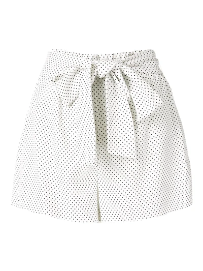 Alice And Olivia Alice + Olivia Linn Dot Print Tie-front Shorts In Mini Dot Soft White