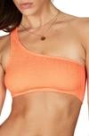 Bound By Bond-eye The Samira One-shoulder Ribbed Bikini Top In Neon Orange