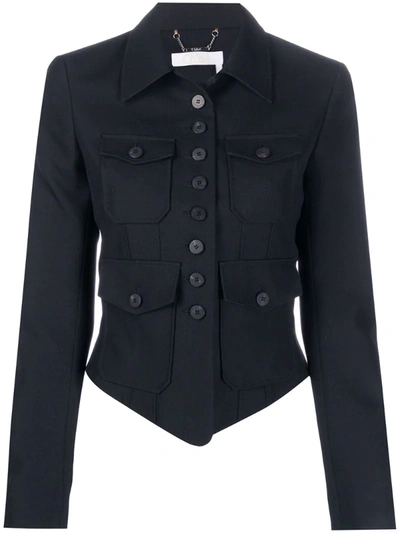 Chloé Military Fitted Jacket In Blue