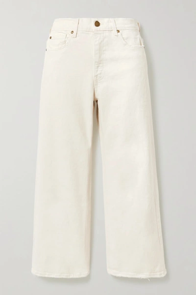 The Great The Rider High Waist Crop Flare Jeans In White