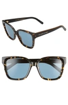 The Marc Jacobs 53mm Square Sunglasses In Havana Black/ Blue Avio