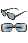 The Marc Jacobs 56mm Rectangle Sunglasses In Havana Black/ Blue Avio