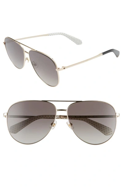 Kate Spade Isla 61mm Aviator Sunglasses In Gold/ Black/ Grey