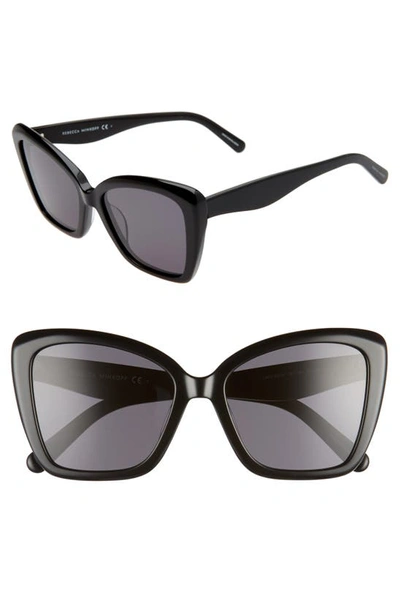 Rebecca Minkoff 55mm Cat Eye Sunglasses In Black/ Grey Blue