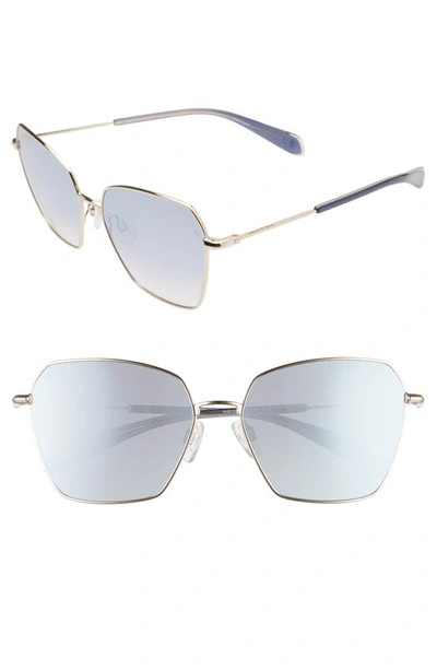 Rag & Bone 58mm Irregular Sunglasses In Light Gold/ Blue