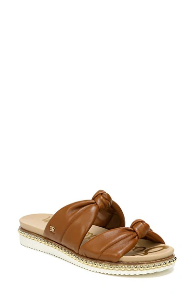 Sam Edelman Alyse Knotted Strap Studded Slide Sandal In Brown