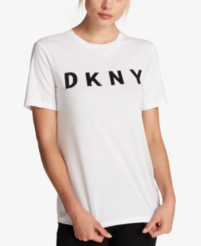 Dkny Cotton Tie-side Graphic T-shirt In White Black