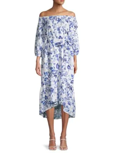 Saks Fifth Avenue Women's Off-the-shoulder Linen Midi Dress In Garden Floral