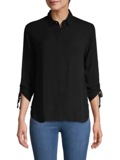 Bb Dakota Tie-cuff Spread Collar Shirt In Black