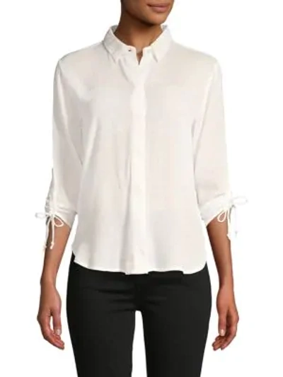 Bb Dakota Tie-cuff Spread Collar Shirt In Ivory