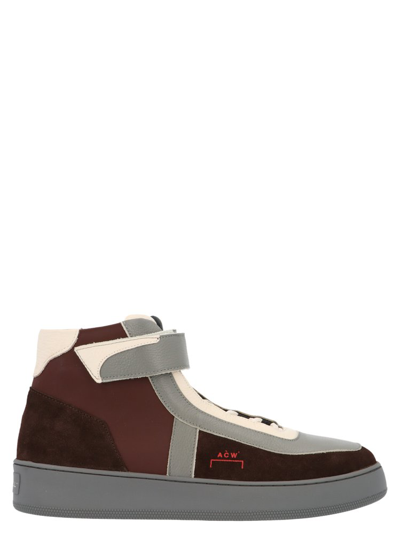 A-cold-wall* Brown & Grey Leather High-top Sneakers In Multicolor