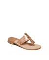 Jack Rogers Jacks Flat Metallic Leather Thong Sandals In Rose Gold