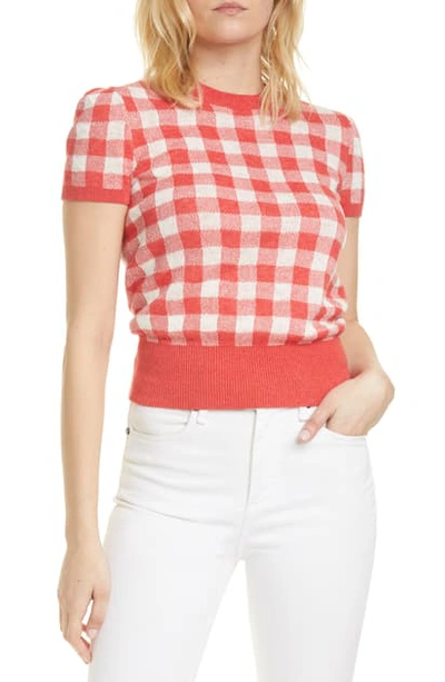 Polo Ralph Lauren Polo Short-sleeve Gingham Top In Pink Multi