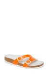 Birkenstock Yao Slide Sandal In Neon Orange Patent