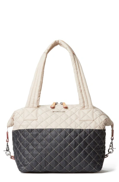 Mz Wallace Medium Sutton Bag In Mushroom Black/silver