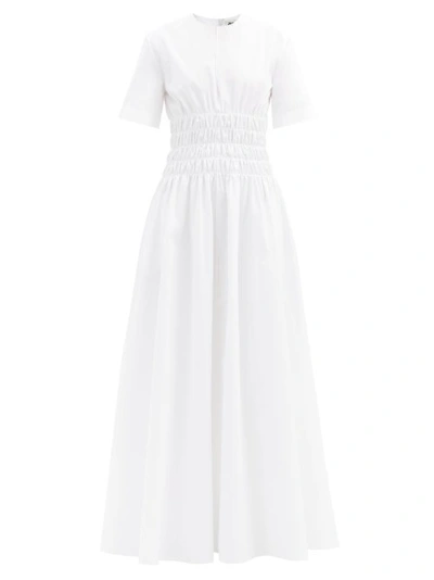 Maison Rabih Kayrouz Shirred-waist Poplin Dress In White