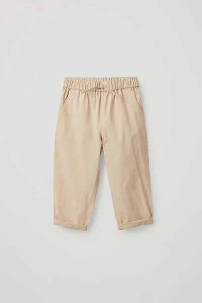 Cos Kids' Drawstring Cotton Trousers In Beige