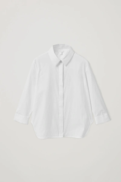 Cos Shrunken Cotton-mix Shirt In White