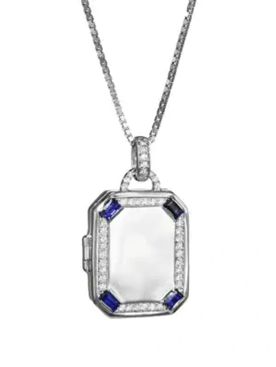 My Story The Charlotte 14k White Gold, Diamond & Sapphire Locket Necklace