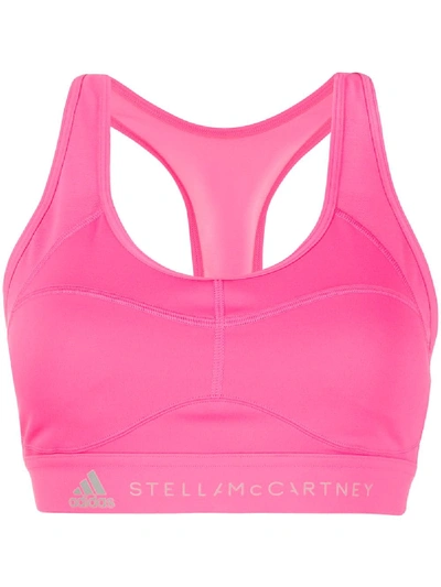 Adidas By Stella Mccartney Logo运动胸衣 In Pink