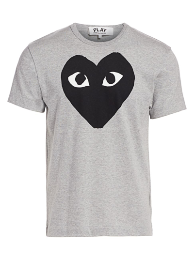Comme Des Garçons Play Logo Cotton T-shirt In Grey