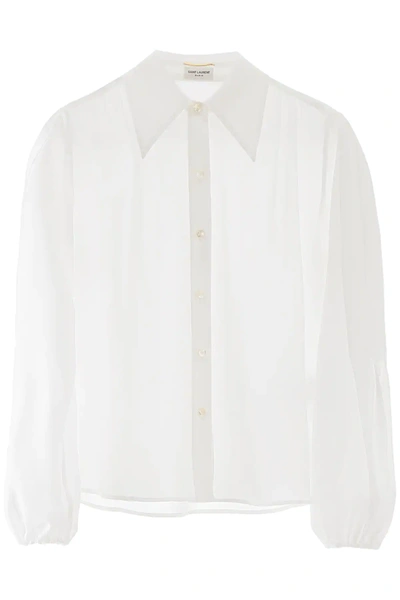 Saint Laurent Shirt With Balloon Sleeves In White