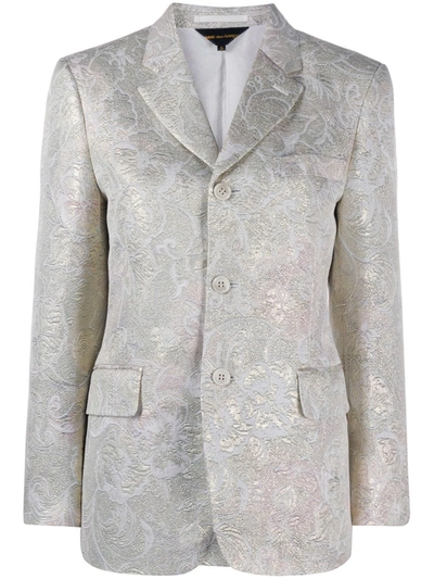 Comme Des Garçons Floral Patterned Buttoned Blazer In Gold