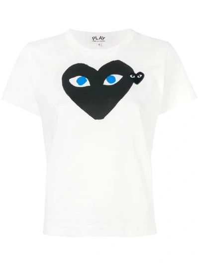 Comme Des Garçons Play Black Heart T-shirt In White