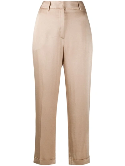 Antonelli Satin Cropped Trousers In Neutrals