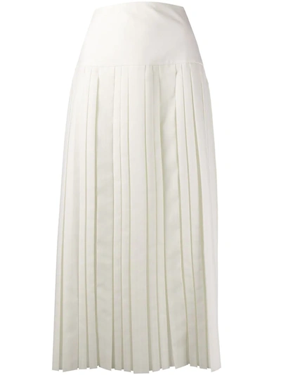 The Row 'magdita' Extended Waistband Pleated Georgette Skirt In White