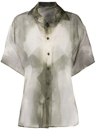 Acne Studios Magazine Graphic Print Shirt In Green
