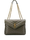 Saint Laurent Loulou Medium Quilted Leather Shoulder Bag In Green