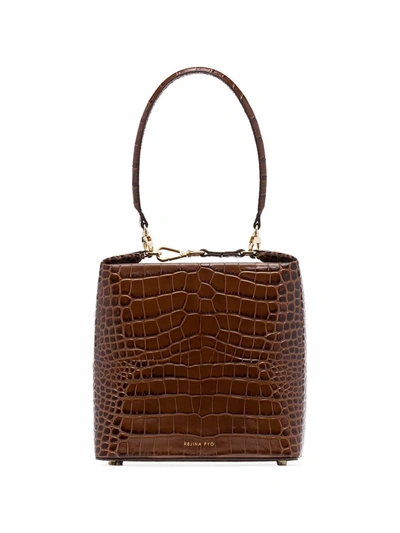 Rejina Pyo Lucie Croc-effect Leather Shoulder Bag In Brown