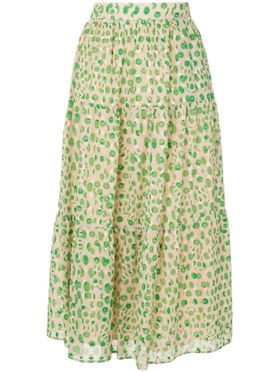 Paul & Joe Basilic Tiered Floral-print Cotton Midi Skirt In Neutrals