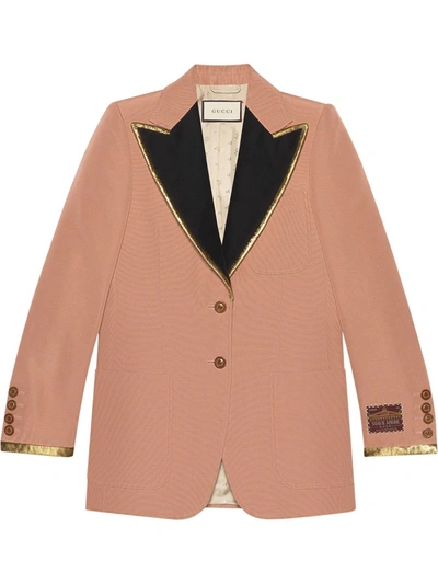 Gucci Cotton Viscose Faille Jacket With Label In Pink
