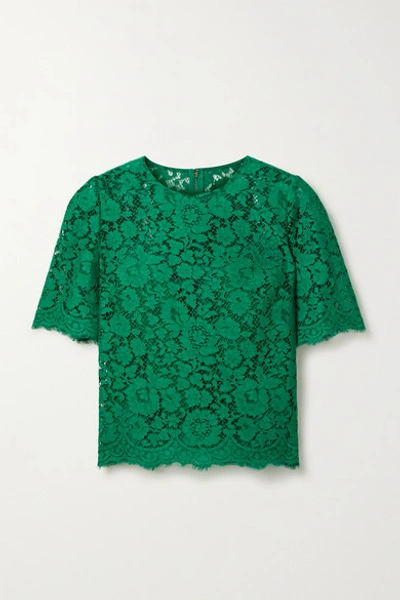 Dolce & Gabbana Corded Lace Top In Forest Green