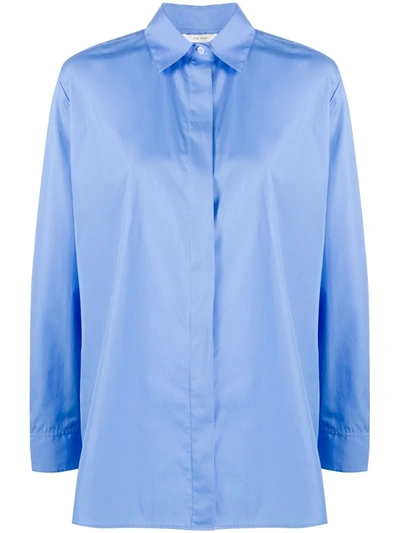The Row Big Sisea Button-front Long-sleeve Cotton Oxford Shirt In Blue