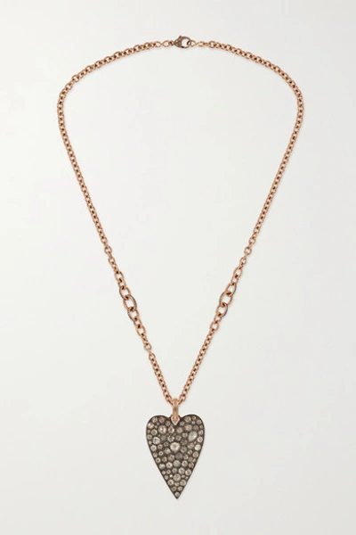 Sylva & Cie 14-karat Rose Gold And Oxidized Sterling Silver Diamond Necklace