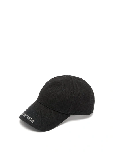 Balenciaga Logo-embroidered Cotton Baseball Cap In Black