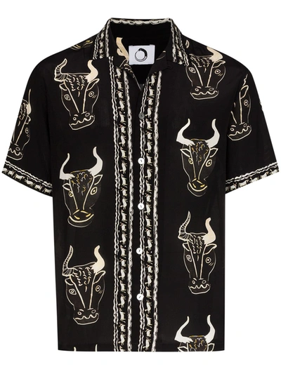 Endless Joy Larnax Aloha Printed Silk Shirt In Black
