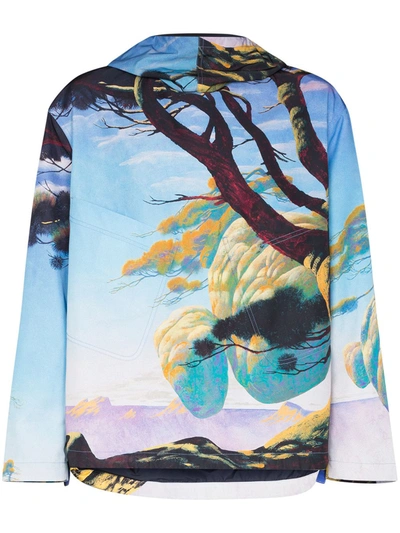 Valentino Floating Island-print Technical-twill Jacket In Blue