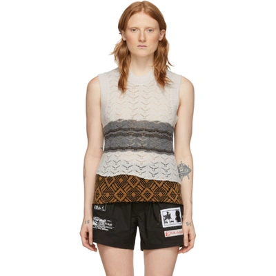 Raf Simons Lace-knitted Banded-hem Wool Sleeveless Sweater In White