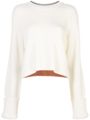 Proenza Schouler White Label Cropped Ribbed Cotton-blend Sweater In White