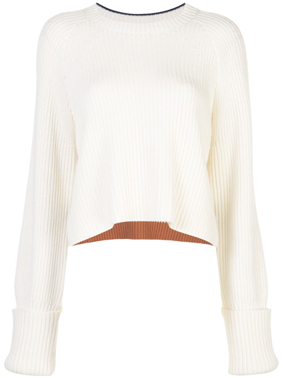 Proenza Schouler White Label Cropped Ribbed Cotton-blend Jumper In White