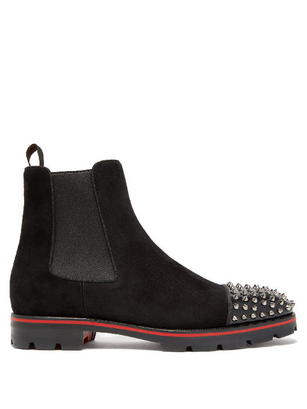 Christian Louboutin Melon Spike-embellished Suede Chelsea Boots In ...