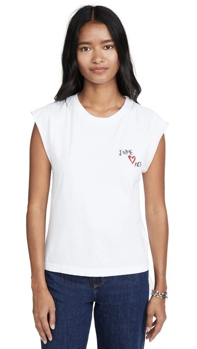 Current Elliott The Jack Rose Embroidered Cotton-jersey T-shirt In Sugar