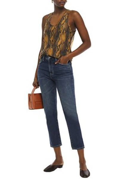 Current Elliott Snake-print Cotton And Silk-blend Voile Tank In Brown