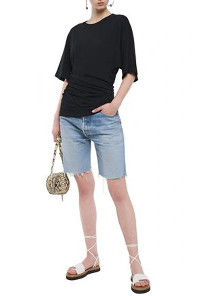 Iro Frothy Ruched Cotton-jersey T-shirt In Black